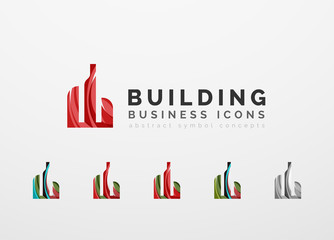 Set of real estate or building logo business icons