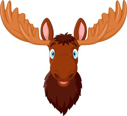 Cartoon moose head isolated on white background
