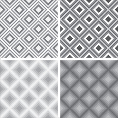 A collection of classic traditional geometric monochromatic chessboard seamless patterns made of square shapes, for textile or design, vector illustration