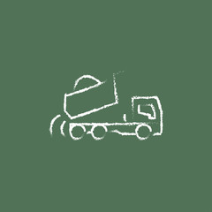 Dump truck icon drawn in chalk.