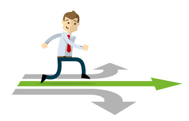 Vector of a businessman in a right path of his career.