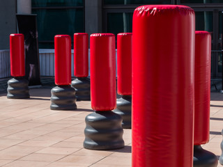 Group of Red Punching Bag for Kickboxing and Fitness Exercise