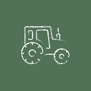 Tractor icon drawn in chalk.