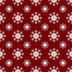 White Christmas snowflakes red seamless pattern