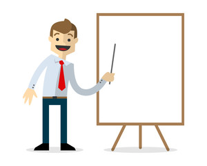 Vector of a businessman with blank white board
