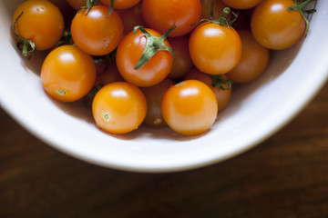 Stemmed Cherry Tomatoes in Bowl