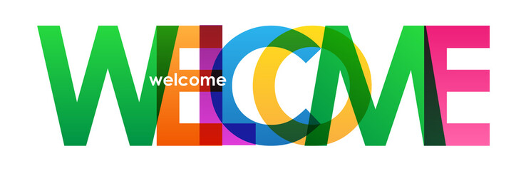 "WELCOME" overlapping letters vector icon