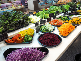 salad bar with vegetables in the restaurant, healthy food