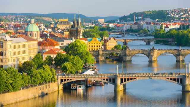 View on Prague and Vltava river