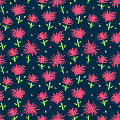 Ornate simple beauty flower seamless pattern. Abstract floral original background.