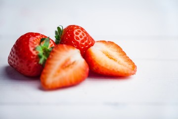 Fresh strawberries in close up