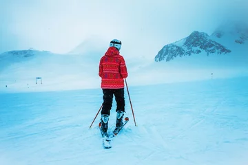 Keuken foto achterwand Wintersport skiër, extreme wintersport