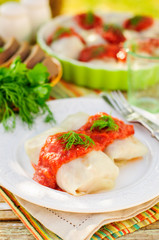 Cabbage Rolls with Tomato Sauce and Dill