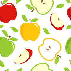 Seamless pattern with apples in a dot.