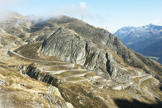 Tremola, historische Passstrasse am Gotthardpass, Tessin, Schweiz