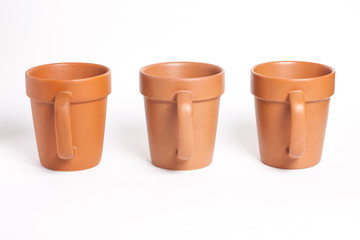 Three Brown Cup Isolated on White background
