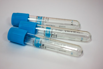 Close up test tubes for testing