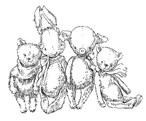 Fototapeta premium Vintage toys sketch.