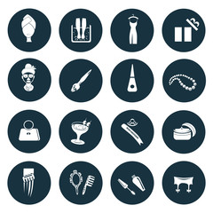 Set of sixteen beauty and fasion icons