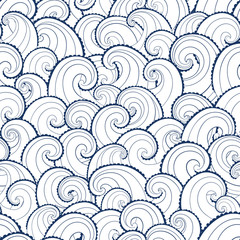 Marine background. Sea waves .seamless pattern. Nautical cartoon background.