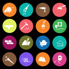 Set of sixteen construction icons