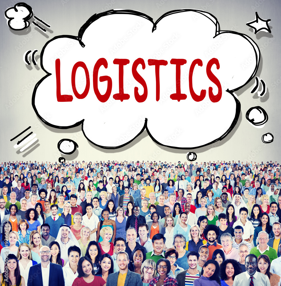 Poster export import logistic transportation concept