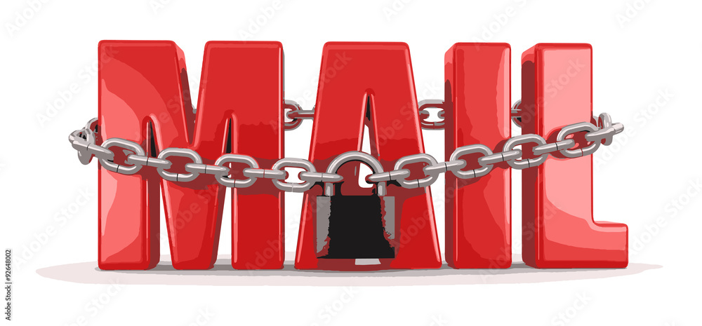 Poster mail and lock (clipping path included)