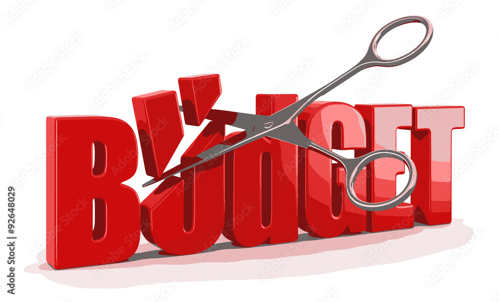 Poster scissors and budget (clipping path included)
