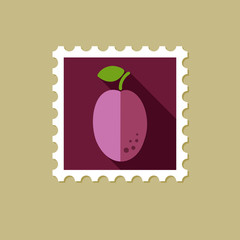 Plum flat stamp with long shadow