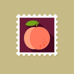 Peach flat stamp with long shadow