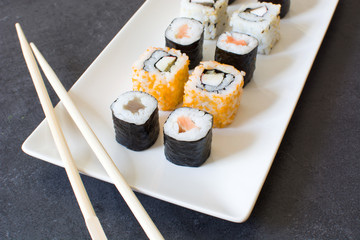 Salmon and caviar rolls