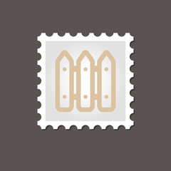 Fence flat stamp. Outline vector illustration