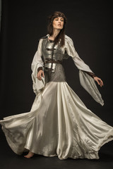 Fototapeta premium Beautiful Girl warrior in medieval clothes