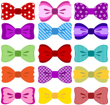 Bright bow set (elements not merged together, patterns easily removed in vector programs) 