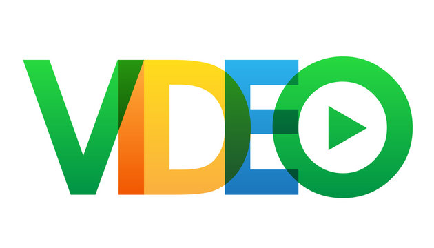"VIDEO" multicoloured vector letters icon 