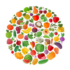 food vector logo design template. fruits and vegetables or farm