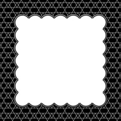 Black and White Line and Zigzag Patterned Background with Embroi