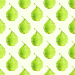 Pears. Seamless pattern with fruits. Hand-drawn background. 