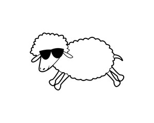 cool sheep cartoon character design illustration