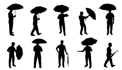 men umbrella silhouettes