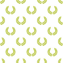 Laurel wreath. Seamless pattern with hand-drawn laureate wreath