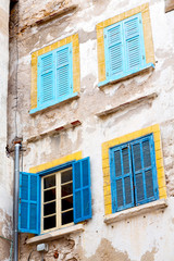 blue window in morocco    construction