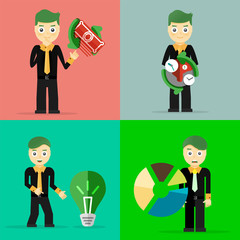 Set of businessman pose character concepts