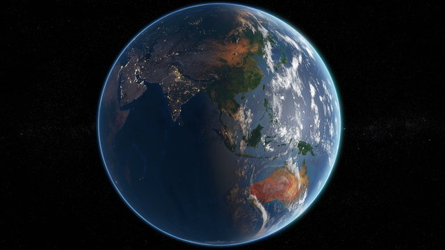 Rotating Earth 4K - Day And Night / Slowly Rotating Earth 360 4K, Seamless Looping. Extremely detailed image, including elements furnished by NASA. 