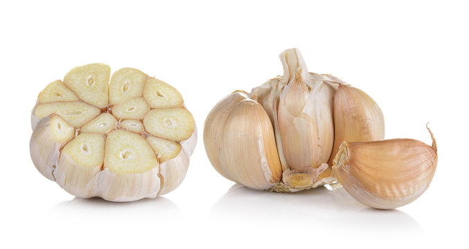 garlic on white background