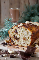 Banana cupcake with chocolate and cashew nut
