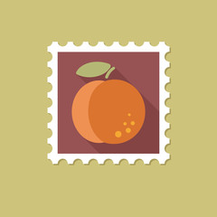 Peach flat stamp with long shadow