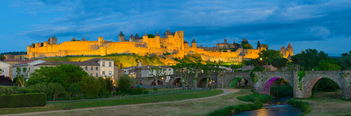 Fototapeta na wymiar Night view of Carcassonne
