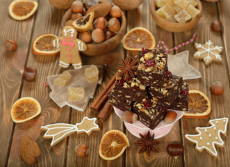 Fototapeta na wymiar Christmas chocolate fudge