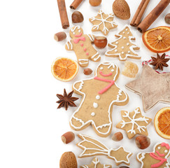 Gingerbread man, nuts and spices